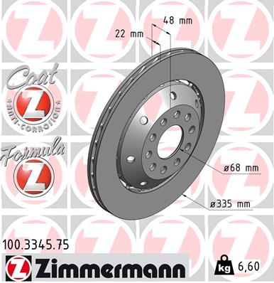 ZIMMERMANN ZIM100.3345.75 féktárcsa