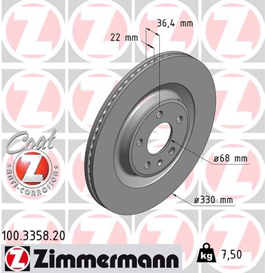 ZIMMERMANN 100.3358.20 Féktárcsa