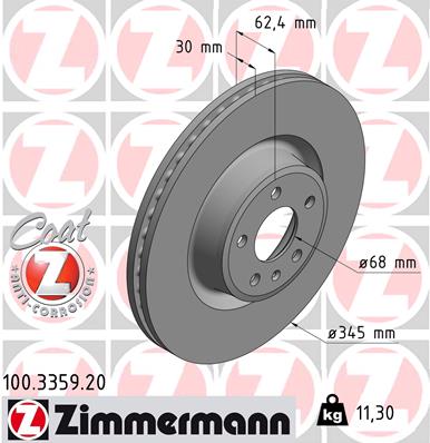 ZIMMERMANN ZIM100.3359.20 féktárcsa