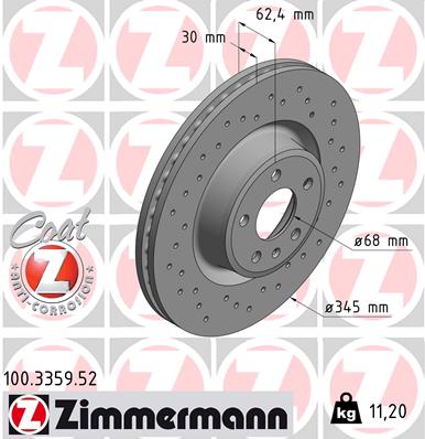 ZIMMERMANN ZIM100.3359.52 féktárcsa