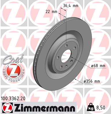 ZIMMERMANN 100.3362.20 Féktárcsa