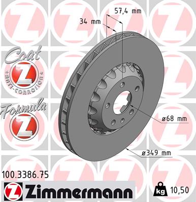 ZIMMERMANN 377288 100.3386.75 - Féktárcsa