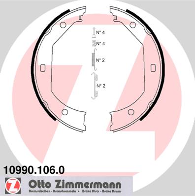 ZIMMERMANN 10990.106.0 Fékpofakészlet kézifékhez, rögzítőfékhez, dobfékhez