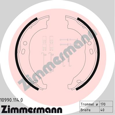 ZIMMERMANN 10990.114.0 Fékpofakészlet kézifékhez, rögzítőfékhez, dobfékhez