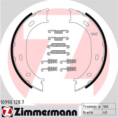 ZIMMERMANN 10990.128.7 Fékpofakészlet kézifékhez, rögzítőfékhez, dobfékhez