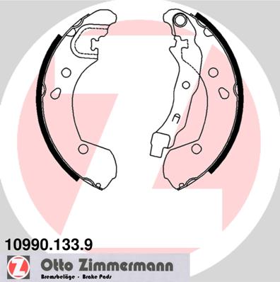 ZIMMERMANN 10990.133.9 Fékpofakészlet kézifékhez, rögzítőfékhez, dobfékhez