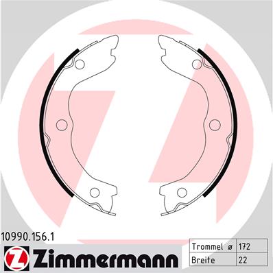 ZIMMERMANN 10990.156.1 Fékpofakészlet kézifékhez, rögzítőfékhez, dobfékhez