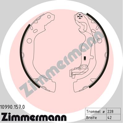 ZIMMERMANN 10990.157.0 Fékpofakészlet kézifékhez, rögzítőfékhez, dobfékhez