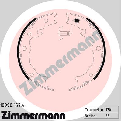 ZIMMERMANN ZIM10990.157.4 Fékpofakészlet kézifékhez, rögzítőfékhez, dobfékhez