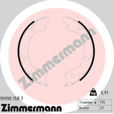 ZIMMERMANN ZIM10990.158.7 fékpofakészlet, rögzítőfék