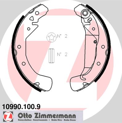 ZIMMERMANN 10990.100.9 Fékpofakészlet kézifékhez, rögzítőfékhez, dobfékhez