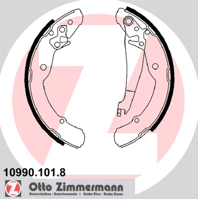 ZIMMERMANN 10990.101.8 Fékpofakészlet kézifékhez, rögzítőfékhez, dobfékhez