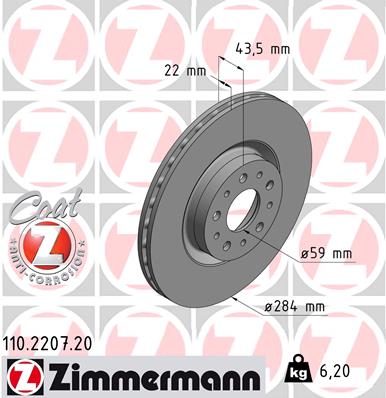 ZIMMERMANN 110.2207.20 Féktárcsa