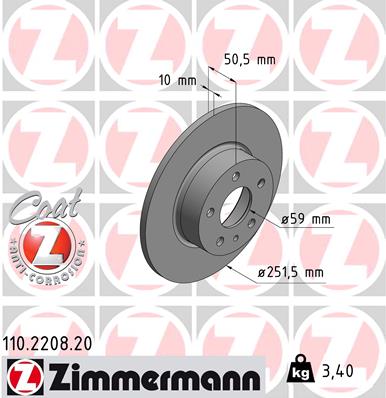 ZIMMERMANN 110.2208.20 Féktárcsa