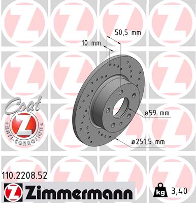 ZIMMERMANN 110.2208.52 Féktárcsa