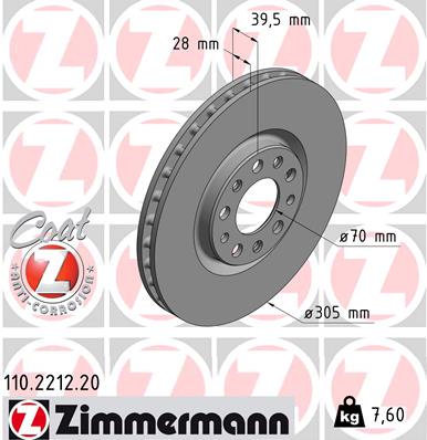 ZIMMERMANN 110.2212.20 Féktárcsa