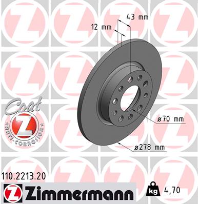 ZIMMERMANN 110.2213.20 Féktárcsa