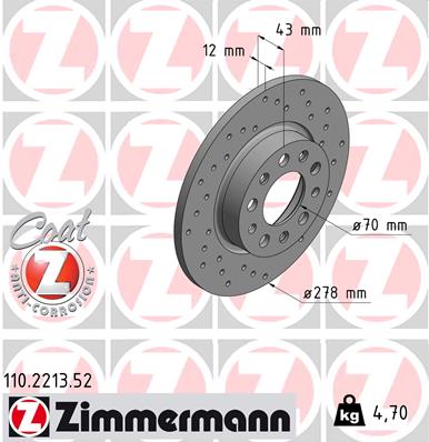 ZIMMERMANN ZIM110.2213.52 féktárcsa