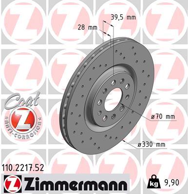 ZIMMERMANN 109022 110.2217.52 - Féktárcsa