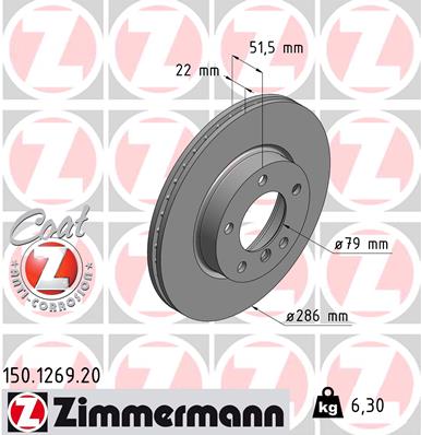 ZIMMERMANN 150.1269.20 Féktárcsa