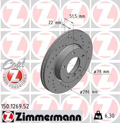 ZIMMERMANN 150.1269.52 Féktárcsa