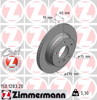 ZIMMERMANN 150.1283.20 Féktárcsa