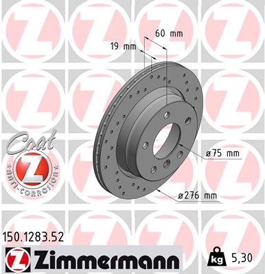 ZIMMERMANN 150.1283.52 Féktárcsa