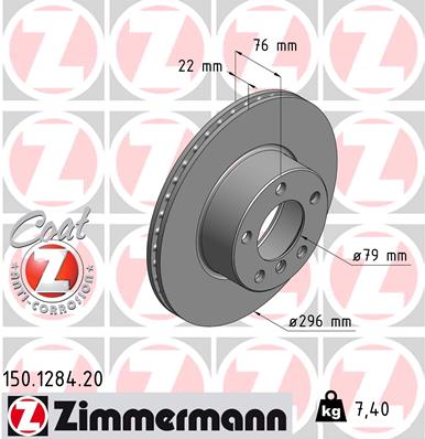 ZIMMERMANN 150.1284.20 Féktárcsa