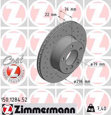 ZIMMERMANN ZIM150.1284.52 féktárcsa