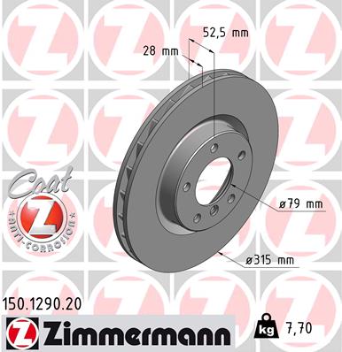 ZIMMERMANN ZIM150.1290.20 féktárcsa