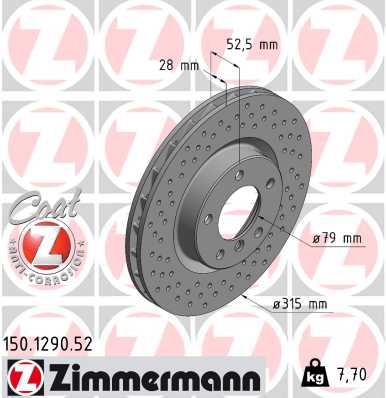 ZIMMERMANN ZIM150.1290.52 féktárcsa