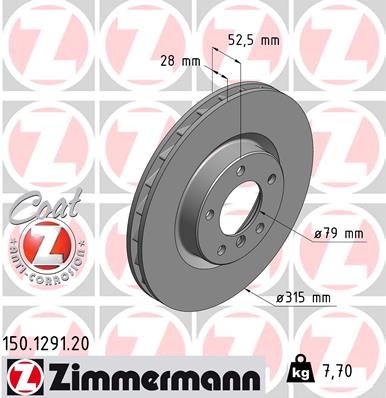 ZIMMERMANN ZIM150.1291.20 féktárcsa