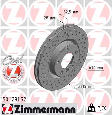 ZIMMERMANN ZIM150.1291.52 féktárcsa