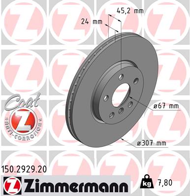 ZIMMERMANN 150.2929.20 Féktárcsa