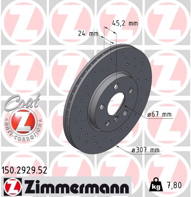 ZIMMERMANN 394397 150.2929.52 - Féktárcsa