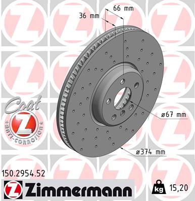 ZIMMERMANN 365577 150.2954.52 - Féktárcsa