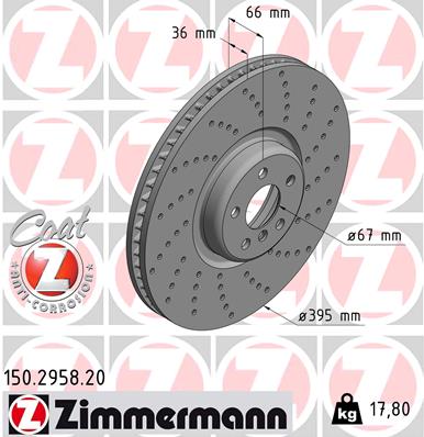 ZIMMERMANN ZIM150.2958.20 féktárcsa