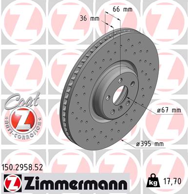 ZIMMERMANN 386211 150.2958.52 - Féktárcsa