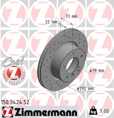 ZIMMERMANN ZIM150.3424.52 féktárcsa