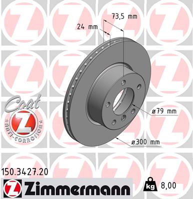 ZIMMERMANN 150.3427.20 Féktárcsa