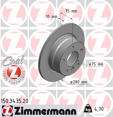 ZIMMERMANN ZIM150.3435.20 féktárcsa