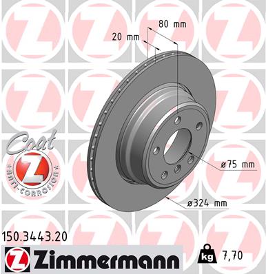 ZIMMERMANN ZIM150.3443.20 féktárcsa