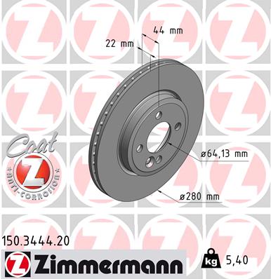 ZIMMERMANN ZIM150.3444.20 féktárcsa