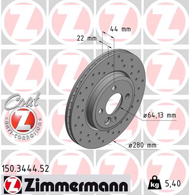 ZIMMERMANN 254362 150.3444.52 - Féktárcsa