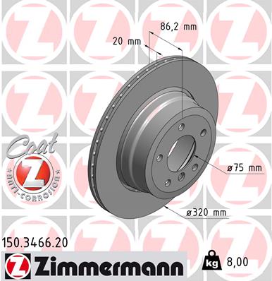 ZIMMERMANN ZIM150.3466.20 féktárcsa