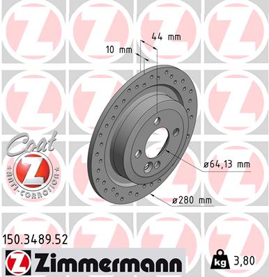 ZIMMERMANN ZIM150.3489.52 féktárcsa