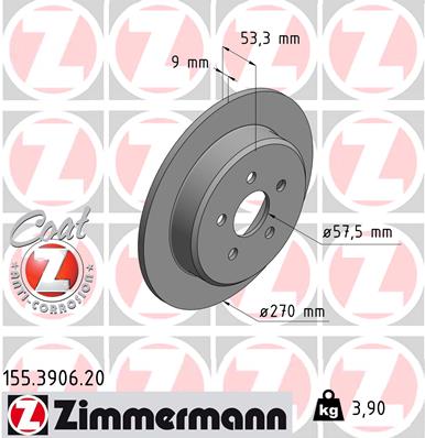 ZIMMERMANN ZIM155.3906.20 féktárcsa