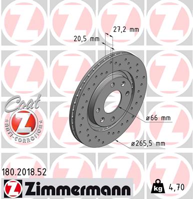 ZIMMERMANN ZIM180.2018.52 féktárcsa