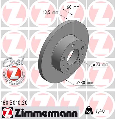 ZIMMERMANN ZIM180.3010.20 féktárcsa