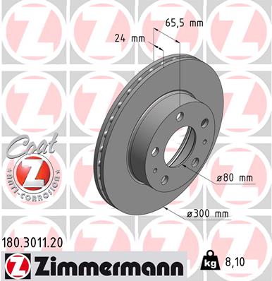 ZIMMERMANN ZIM180.3011.20 féktárcsa